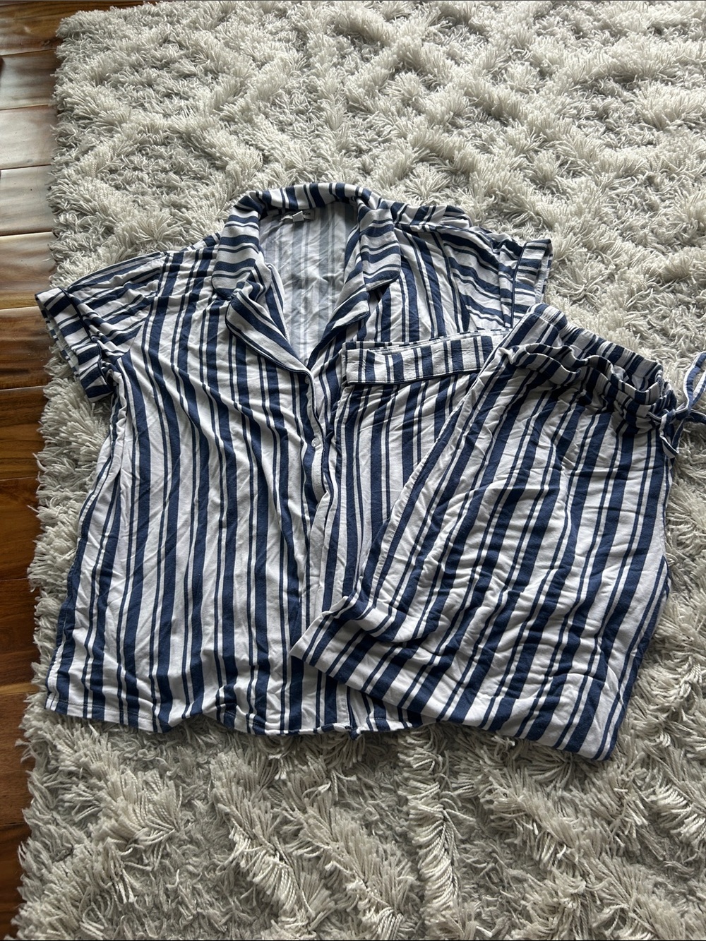 Nordstrom Navy and White Striped Short Sleeve Pajama Set